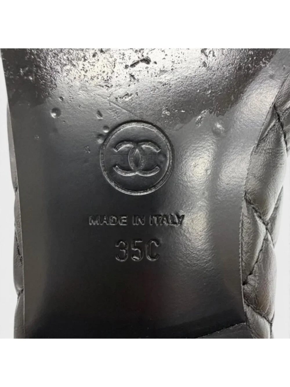 Chanel CC Logo Ribbon Quilted Leather Flat Pumps Black 35 Italian